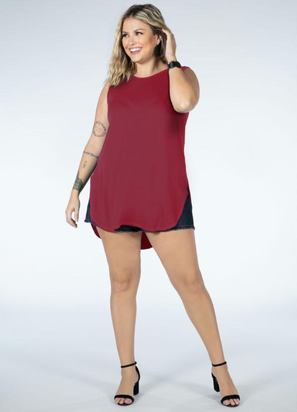 Quintess - Blusa Bordô com Barra Arredondada e Fendas 7