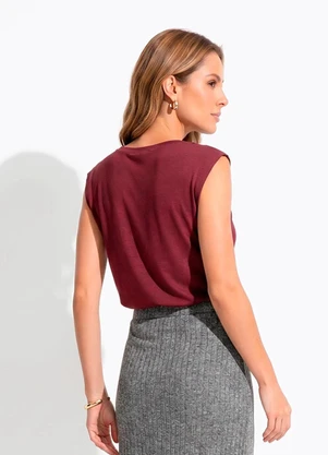 Quintess - Blusa Bordô em Malha Slink - QUINTESS
