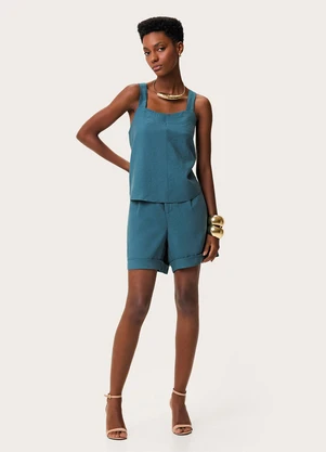 Enfim - Blusa Box Sarjada Azul Turquesa - ENFIM