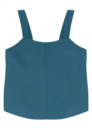 Enfim - Blusa Box Sarjada Azul Turquesa - ENFIM
