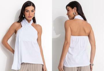 Blusa Branca em Malha de Algodo