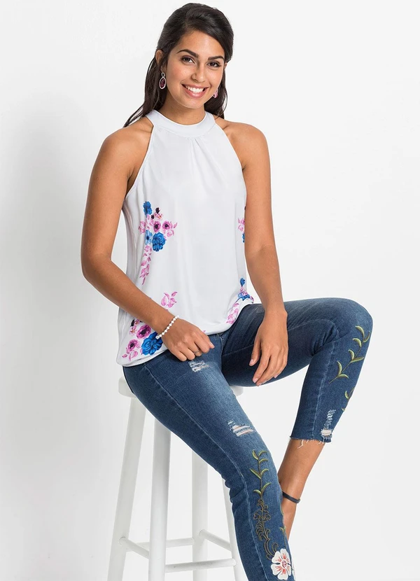 bonprix - Blusa Branca em Malha Fria