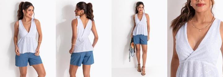 Blusa Branca em Malha Texturizada