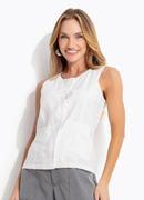 Blusa Branca em Tecido Alfaiataria de Viscose