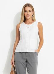 Blusa Branca em Tecido Alfaiataria de Viscose