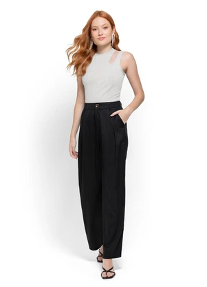 Enfim - Blusa Branca Justa Cut Out em Lurex - ENFIM
