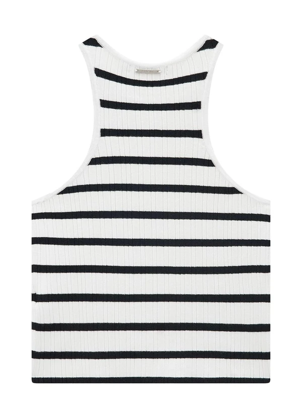 Enfim - Blusa Branca Justa Listrada em Tricot 2