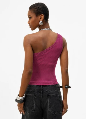 Cativa - Blusa Canelada Assimétrica com Bojo Pink - CATIVA