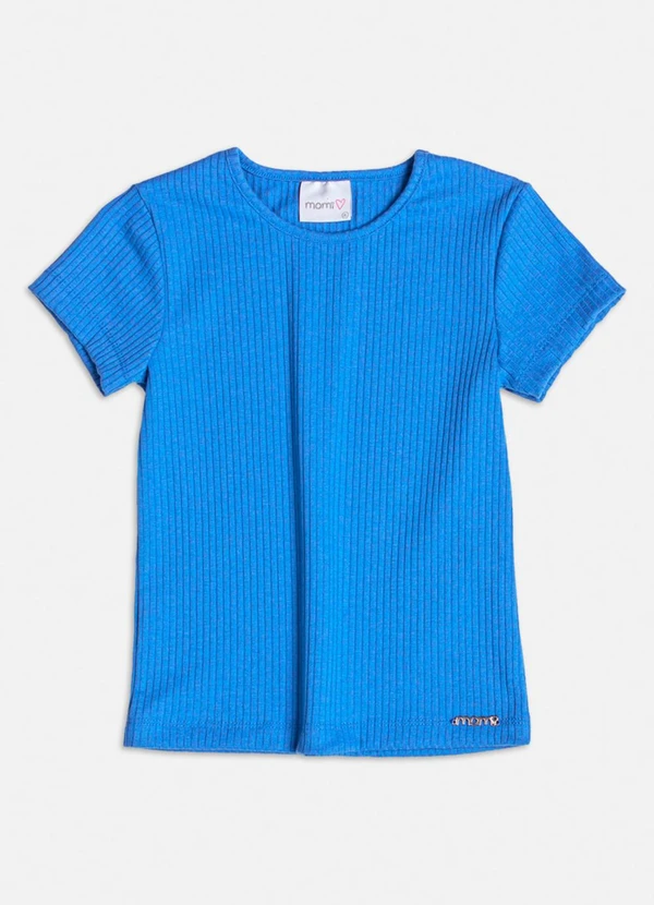 Momi - Blusa Canelada Azul Básica Azul