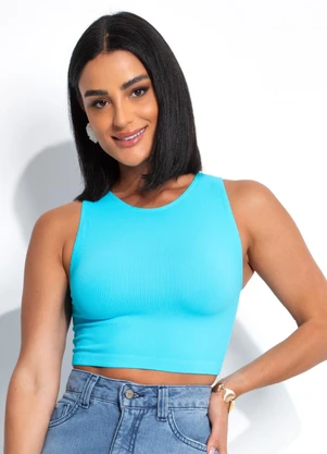 Bimini - Blusa Canelada Azul Céu sem Costura - BIMINI