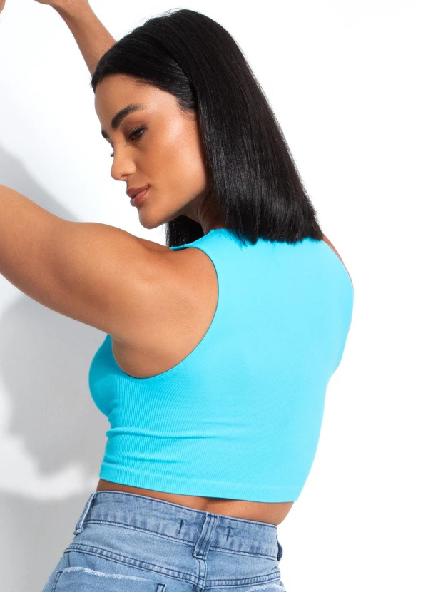 Bimini - Blusa Canelada Azul Céu sem Costura 2