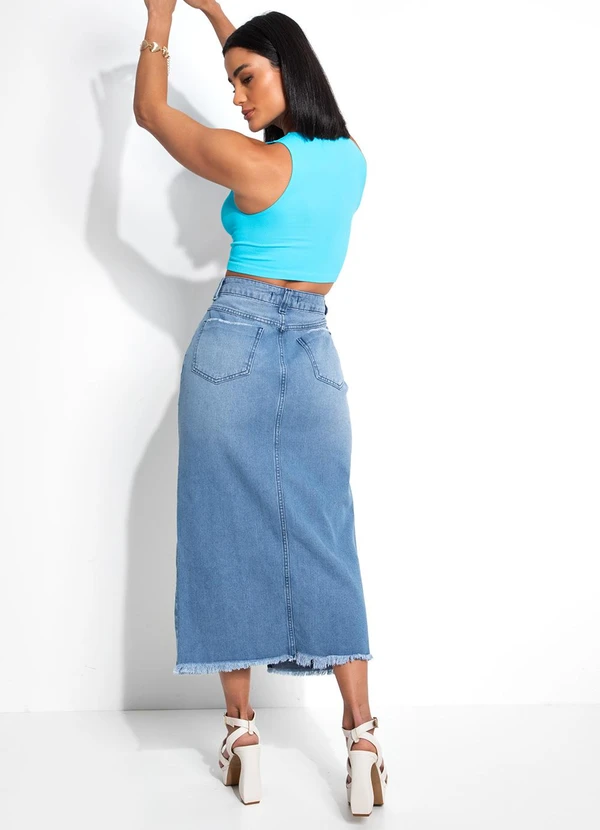 Bimini - Blusa Canelada Azul Céu sem Costura 4