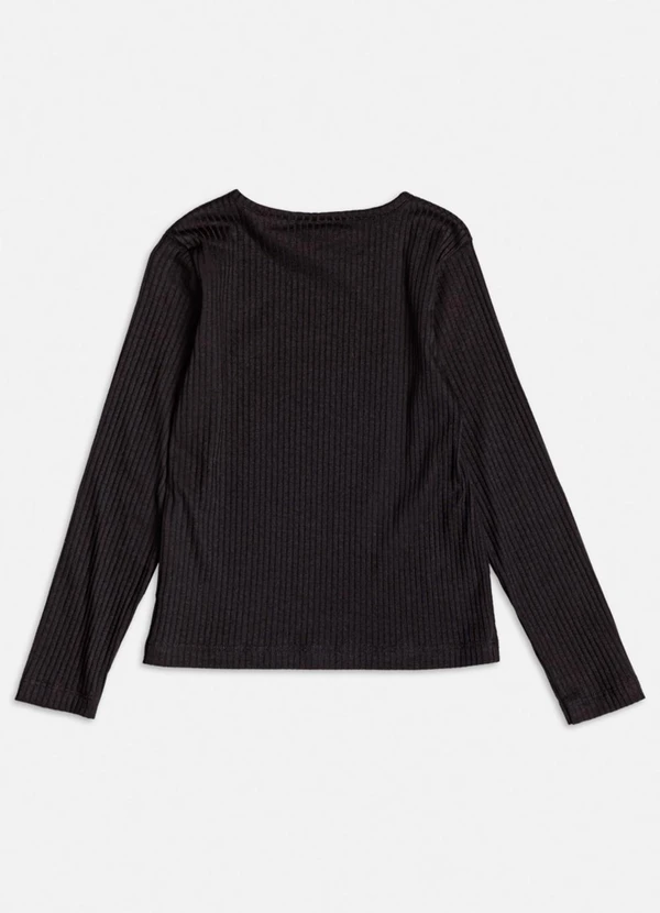 Momi - Blusa Canelada Preta Básica Preto 2