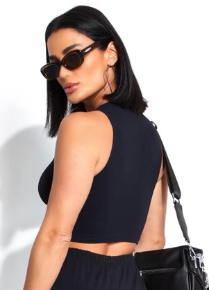 Bimini - Blusa Canelada Preta sem Costura - BIMINI
