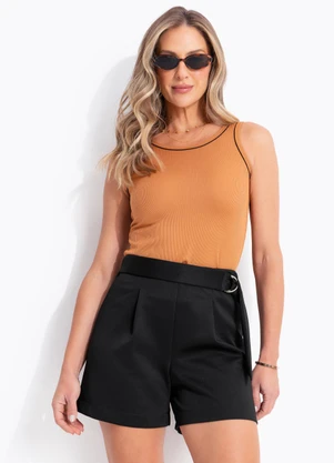 Quintess - Blusa Caramelo em Ribana Canelada - QUINTESS