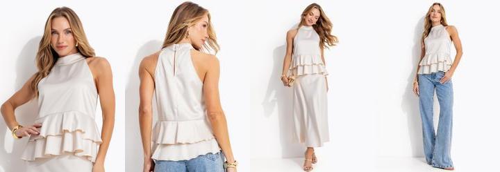 Blusa Champagne em Cetim