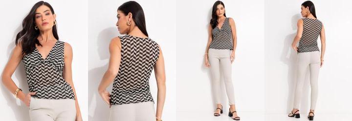 Blusa Chevron em Malha Plissada