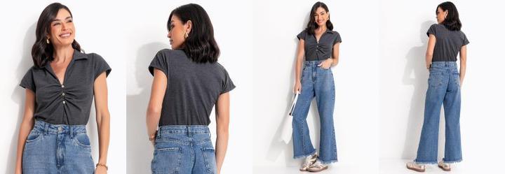 Blusa Chumbo em Malha Piquet