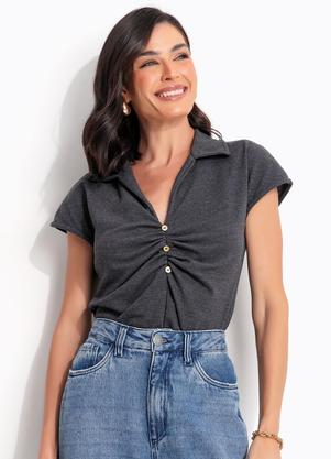 Blusa (Chumbo) em Malha Piquet
