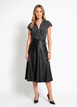 Quintess - Blusa Chumbo em Malha Piquet - QUINTESS
