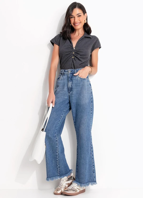 Quintess - Blusa Chumbo em Malha Piquet 3