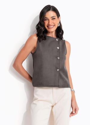 Blusa (Chumbo) em Malha Suede
