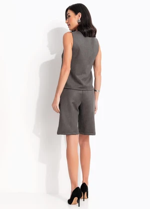 Quintess - Blusa Chumbo em Malha Suede - QUINTESS