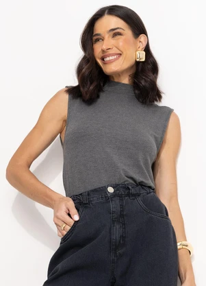 Quintess - Blusa Chumbo em Moletinho - QUINTESS