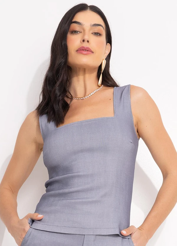Quintess - Blusa Cinza Claro em Bengaline 1