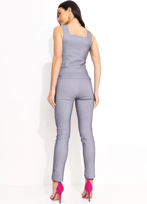 Quintess - Blusa Cinza Claro em Bengaline 5