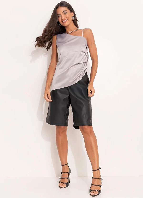 Quintess - Blusa Cinza Claro em Cetim 5