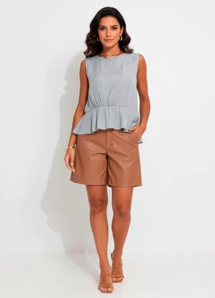 Quintess - Blusa Cinza Claro em Viscose Slub - QUINTESS