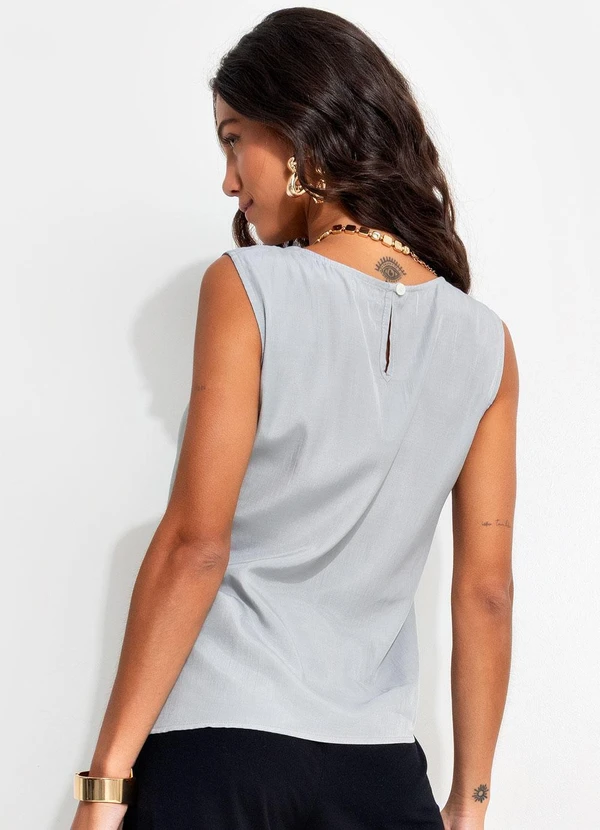 Quintess - Blusa Cinza Claro em Viscose Slub 5