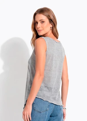 Quintess - Blusa Cinza em Malha Devorê - QUINTESS