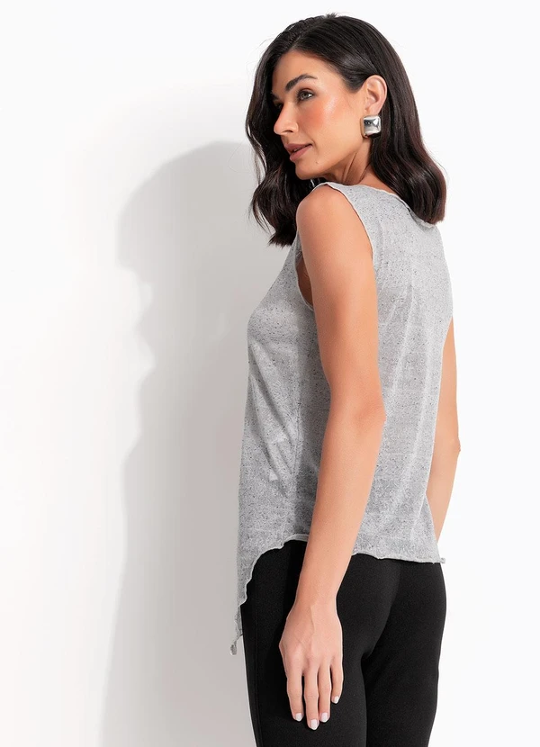 Quintess - Blusa Cinza em Malha Devorê 2