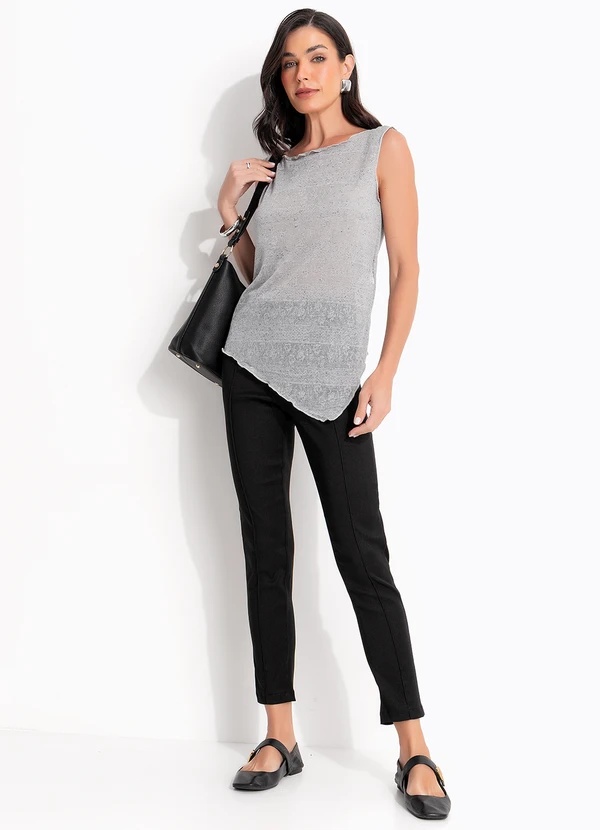 Quintess - Blusa Cinza em Malha Devorê 4