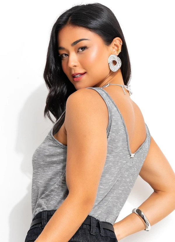 Quintess - Blusa Cinza em Malha Flamê 2