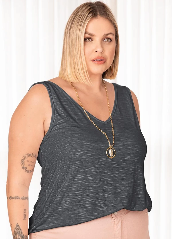 Quintess - Blusa Cinza em Malha Flamê 6