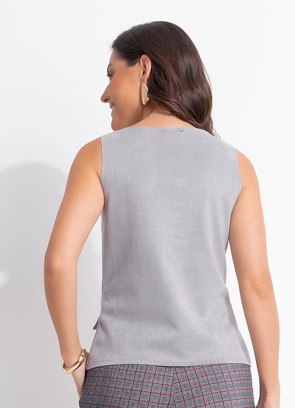 Quintess - Blusa Cinza em Malha Suede 13
