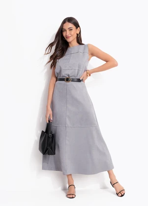 Quintess - Blusa Cinza em Malha Suede - QUINTESS