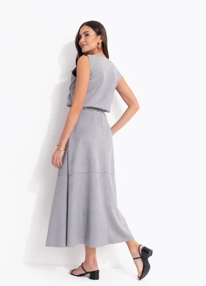 Quintess - Blusa Cinza em Malha Suede - QUINTESS