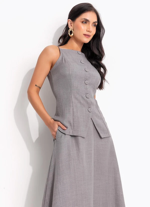 Quintess - Blusa Cinza em Tecido Texturizado 3