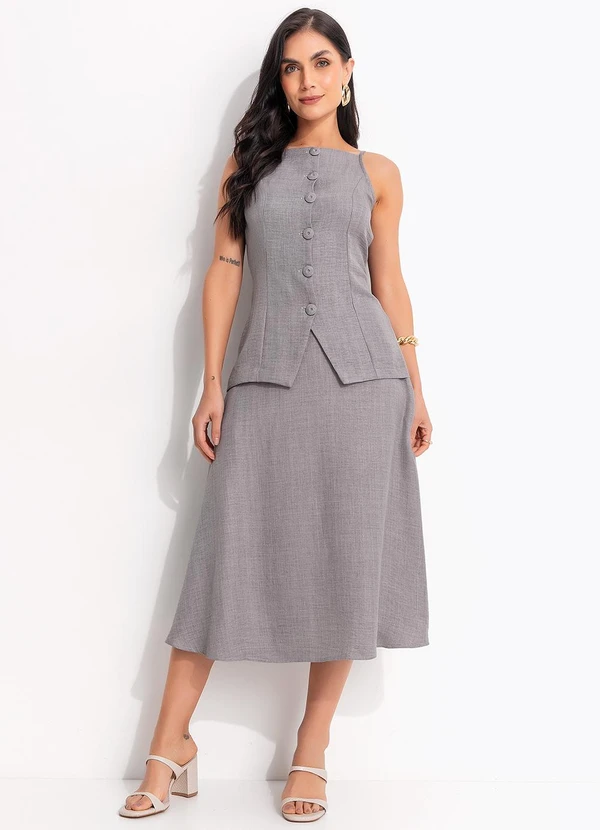 Quintess - Blusa Cinza em Tecido Texturizado 11