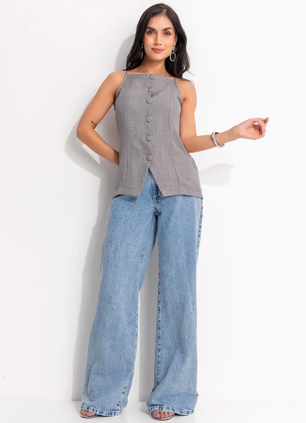 Quintess - Blusa Cinza em Tecido Texturizado 7