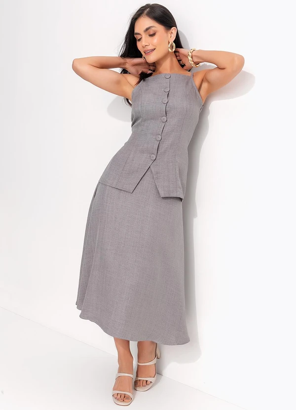 Quintess - Blusa Cinza em Tecido Texturizado 5