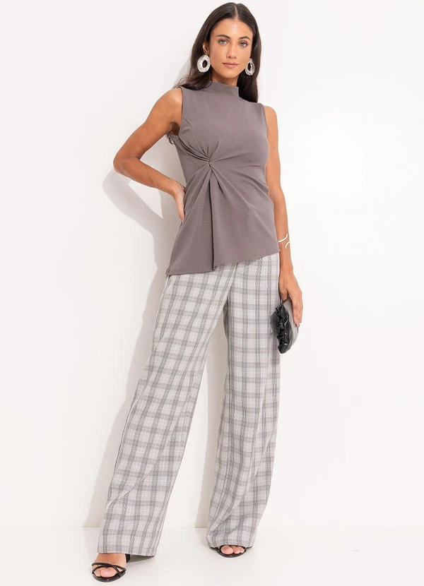 Quintess - Blusa Cinza Escuro em Malha Crepe 3