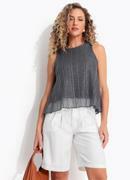 Blusa ( cinza escuro) em malha tricot com fios de lurex dourado