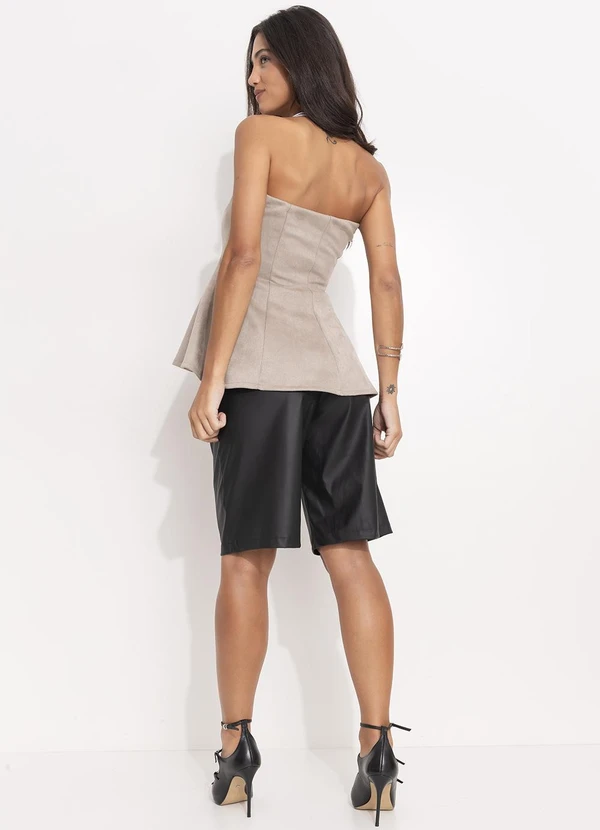 Quintess - Blusa Cinza Peplum em Malha Suede 4