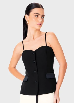 Enfim - Blusa Colete Alfaiataria Preto - ENFIM