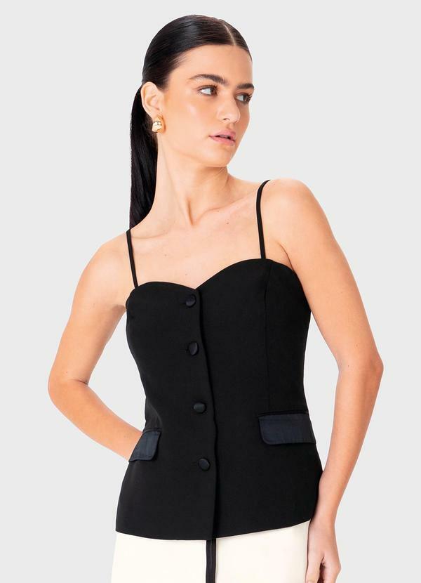 Enfim - Blusa Colete Alfaiataria Preto